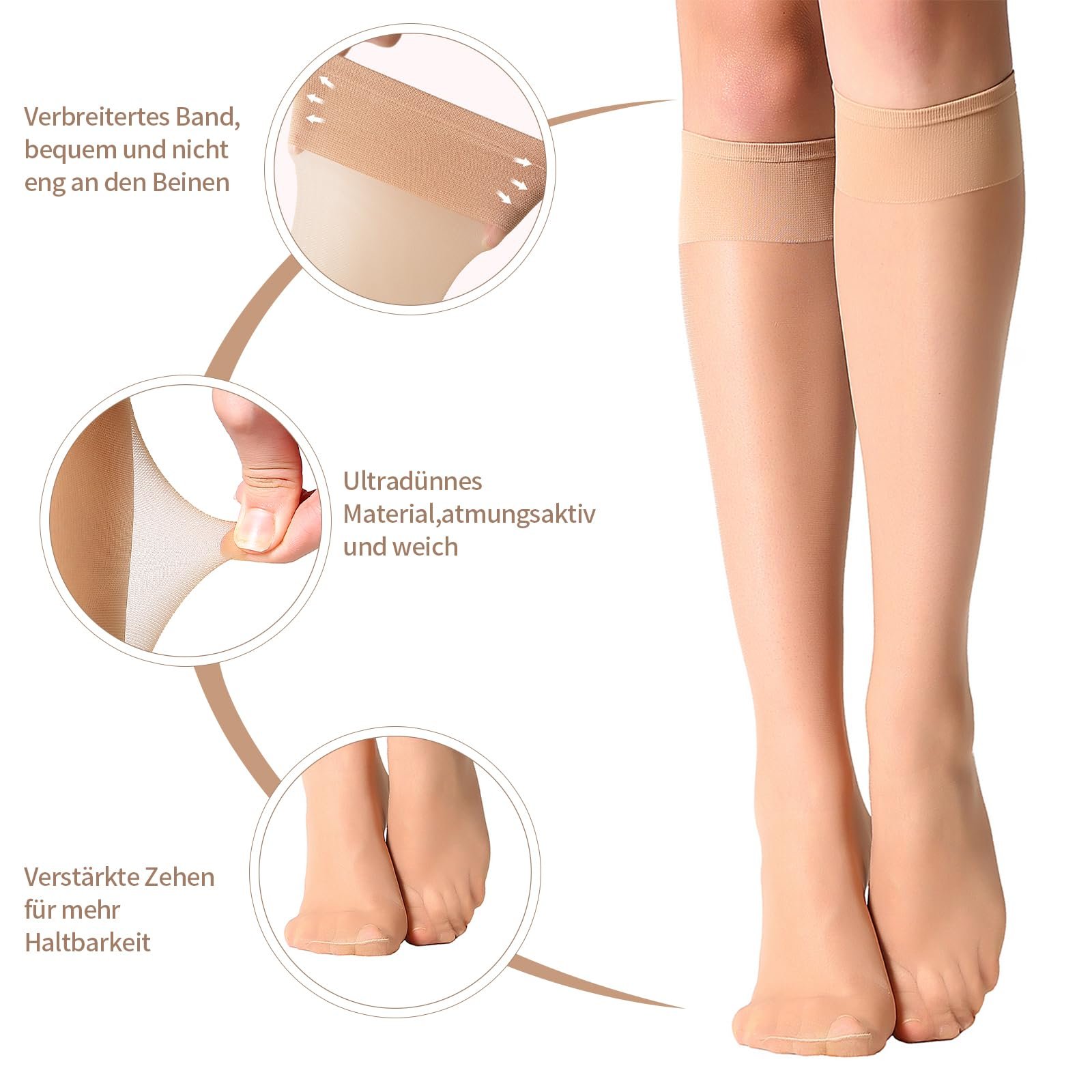 Шкарпетки до коліна MANZI 12 пар Жіночі дихаючі ультрам'які 15 Den, фото №2