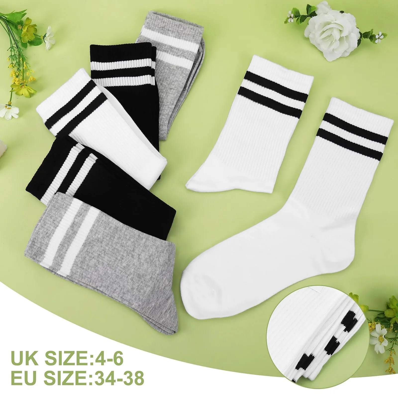 Носки теннисные Женские 6 пар Хлопковые Белый, Черный, Серый, фото №3 Носки теннисные Женские 6 пар Хлопковые Белый, Черный, Серый, фото №3