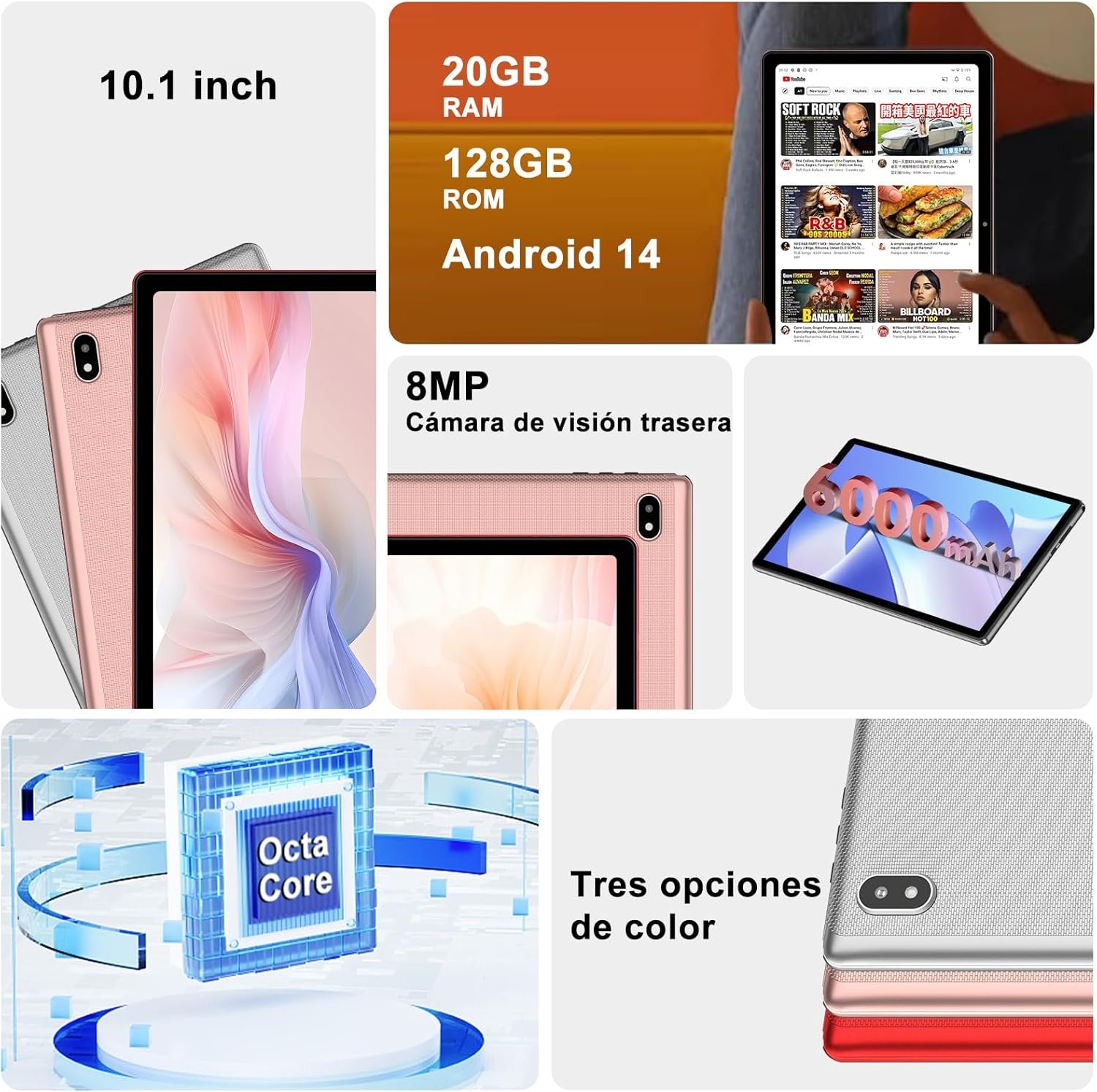 Планшет 10.1" UJJ U6 6+14/128Gb 8 ядер  Android 14 6000 mAh Червоний, фото №3