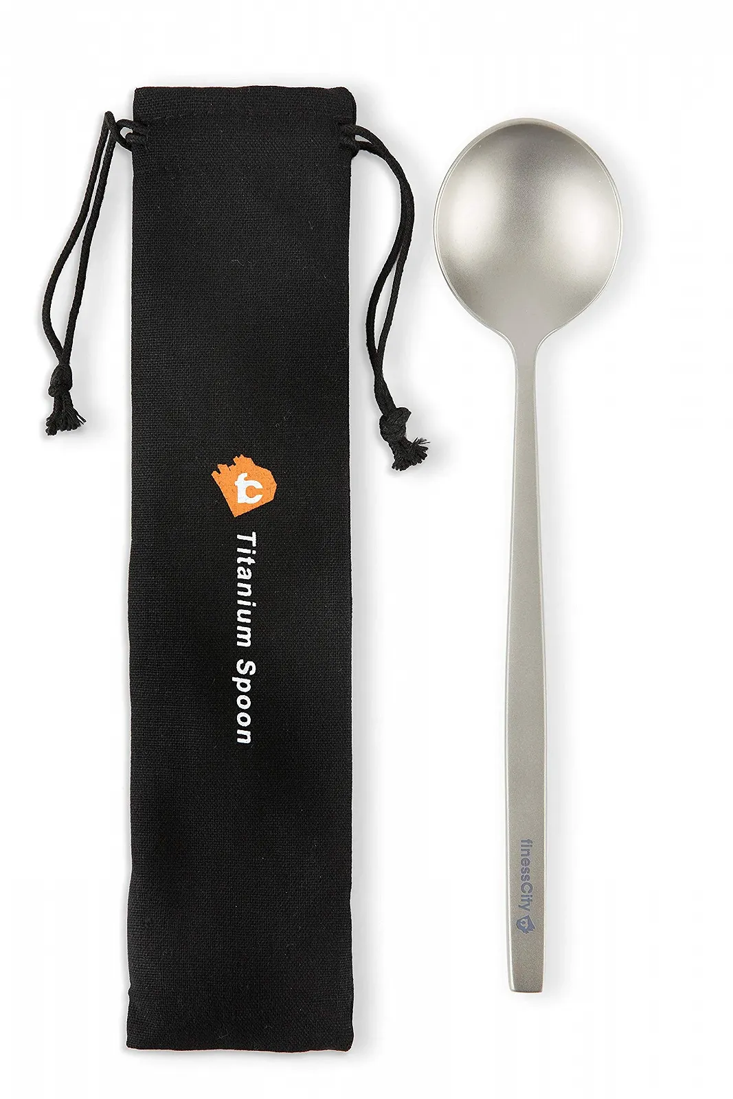 Ложка Titanium з довгою ручкою та великою чашею, 221 мм, кругла, титанова, з водонепроникним чохлом, фото №1
