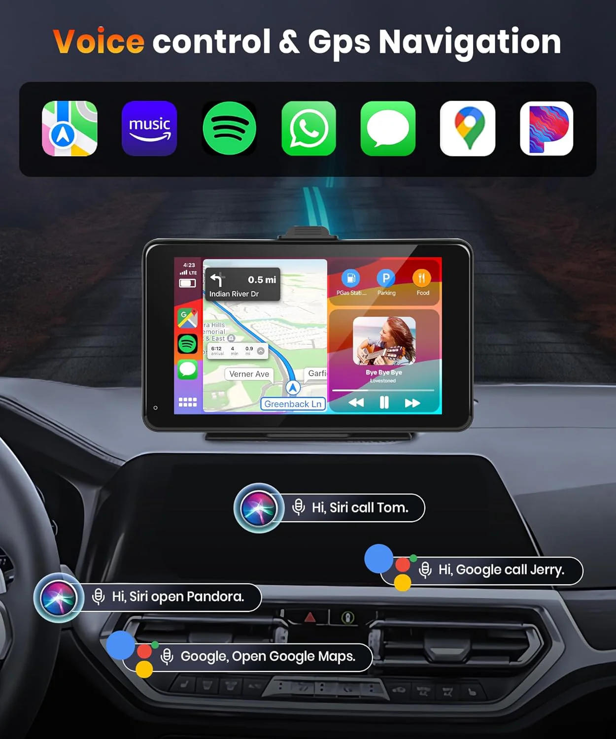 Автомагнітола Podofo A3135 / 7" / Сенсорна / Apple CarPlay / Android Auto / Bluetooth / WI-FI / GPS / FM / USB / AUX / TF Card, фото №3