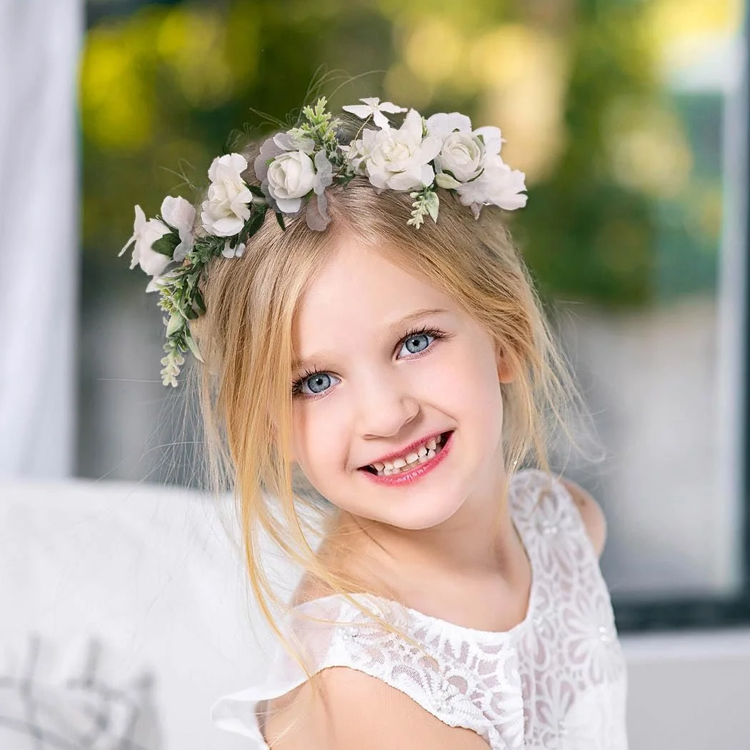 Вінок для волосся Квітка IYOU для дівчинки Білі троянди, фото №5