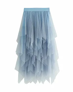 Спідниця з тюлю SANSIWU Жіноча з квітковим принтом, еластична висока талія - Фото 1