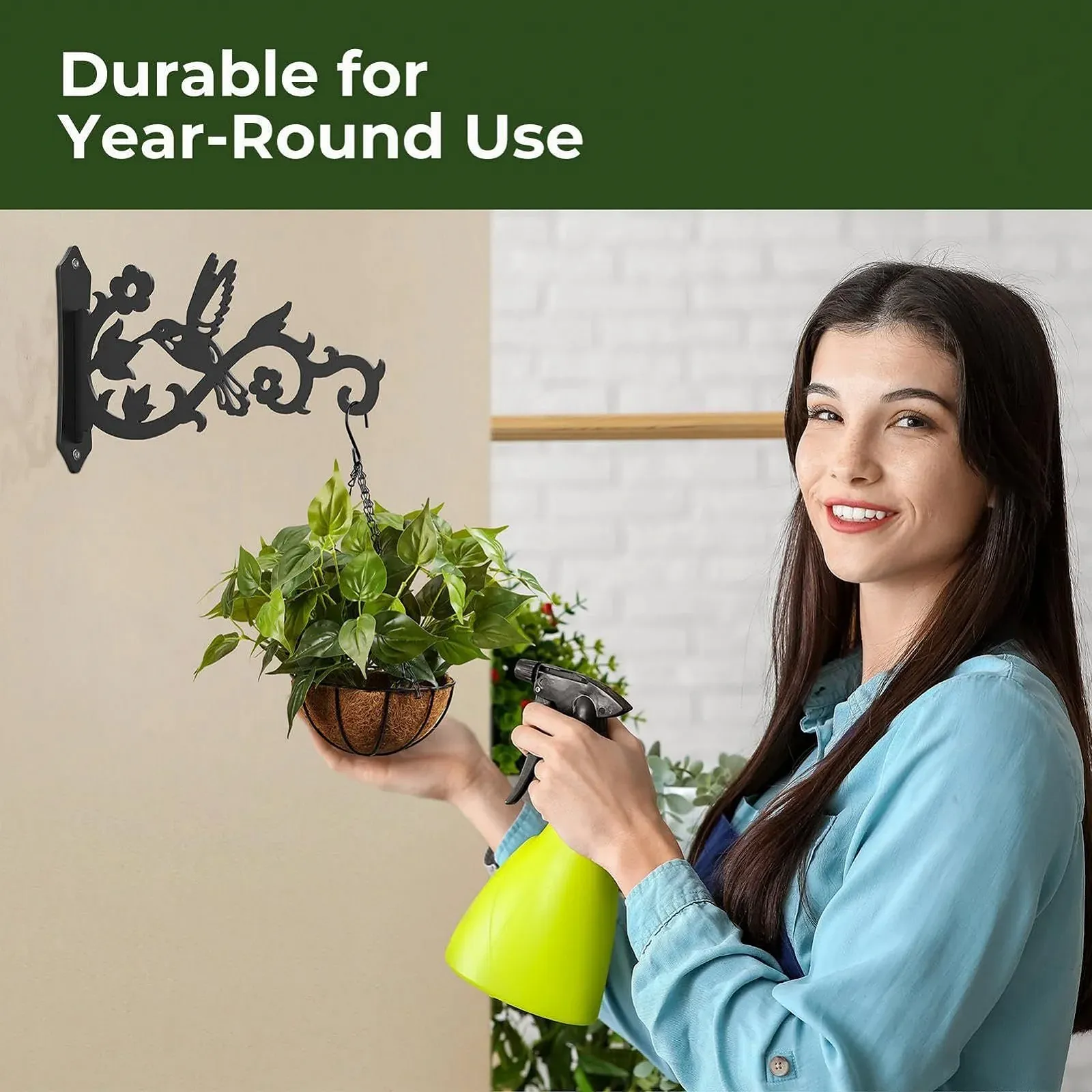 Гачок для рослин настінний декоративний з дизайном колібрі металевий для дому та саду, фото №9