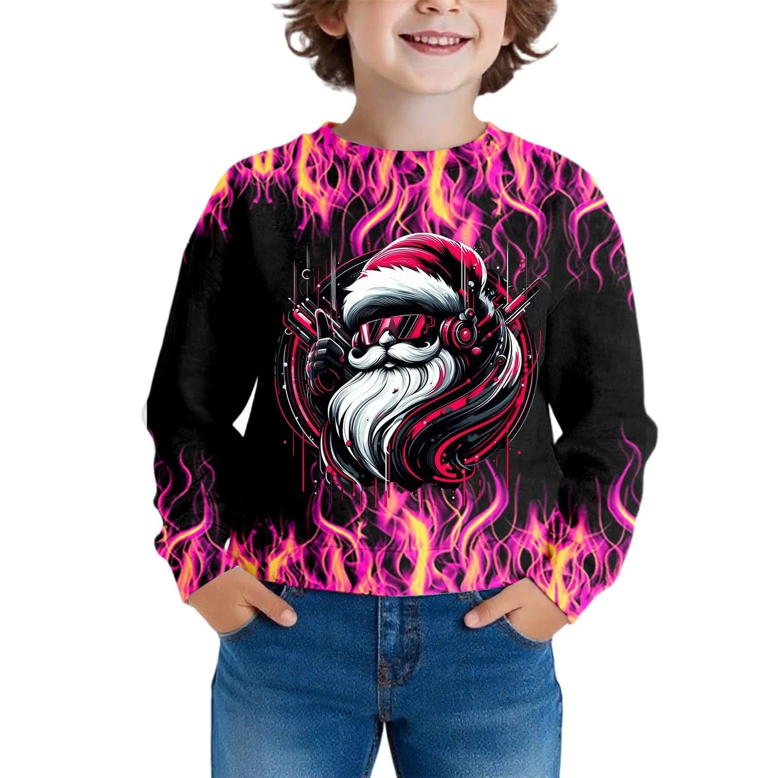 Джемпер детский pvucpot для мальчиков, рождественский, теплый - детский свитшот с мотивом Санты - милый, удобный и праздничный подарок для зимних дней, фото №1