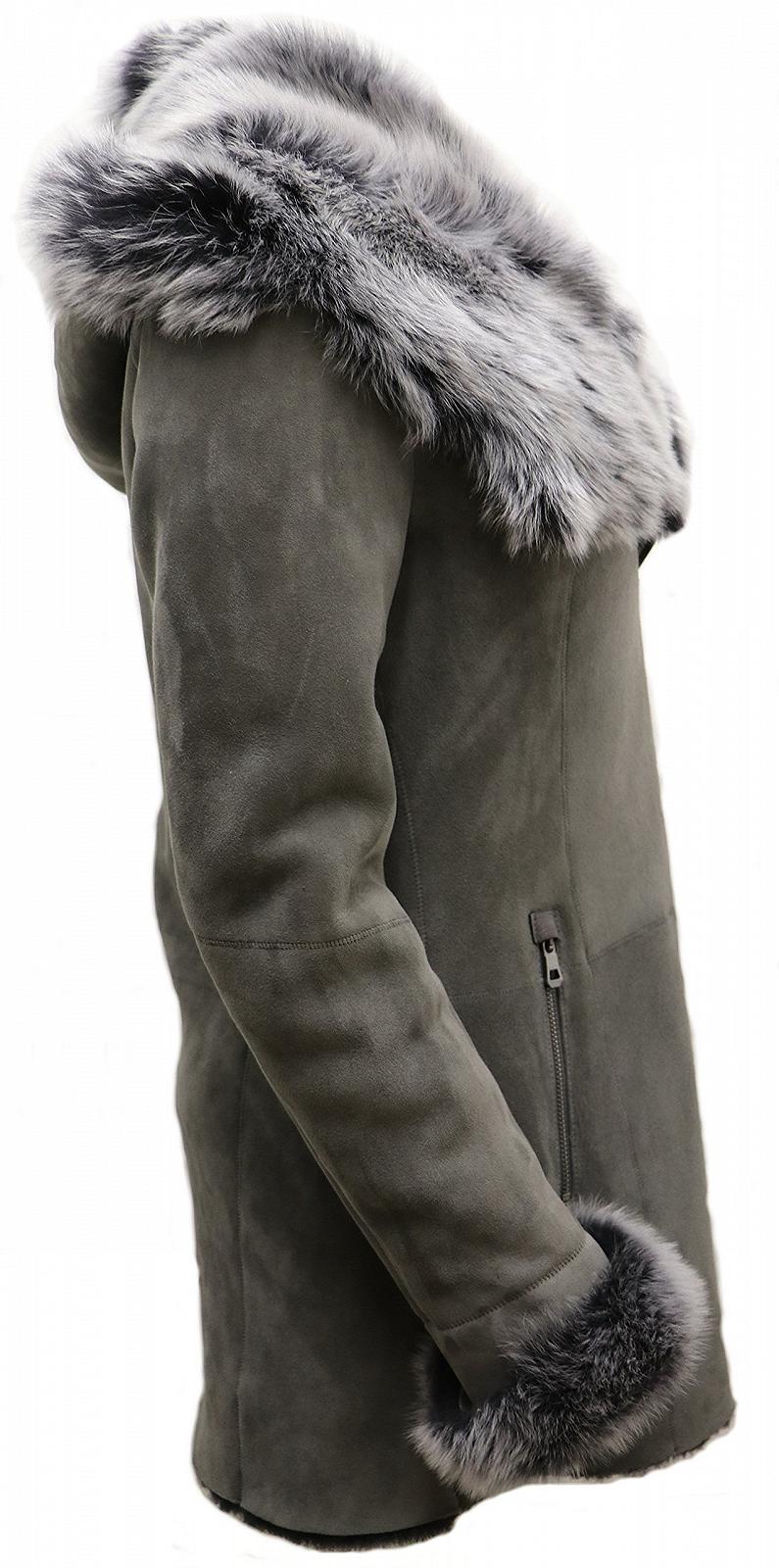 Пальто Infinity Leather Сіра замшева шкіра мериноса з коміром Toscana, фото №5 Пальто Infinity Leather Сіра замшева шкіра мериноса з коміром Toscana, фото №5