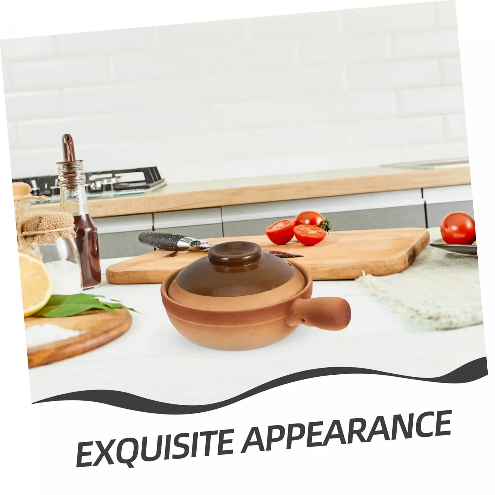 Каструля керамічна глиняна з кришкою та бічною ручкою термостійка, фото №6