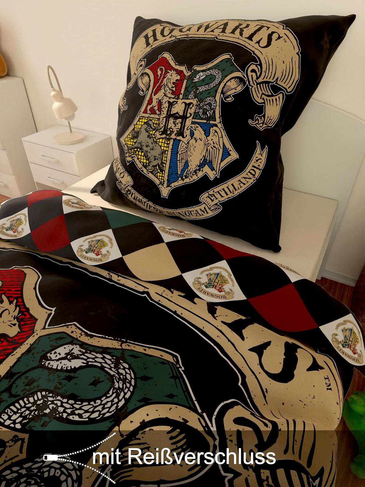 Постільна білизна SkyBrands Harry Potter 135 x 200 см, наволочка 80 x 80 см, двосторонній комплект, бавовна, Hogwarts, біло-бежево-червоно-коричневий, фото №3