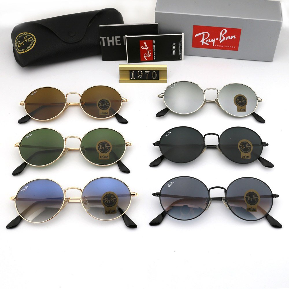Мужские солнцезащитные круглые очки Ray Ban синий градиент, фото №6
