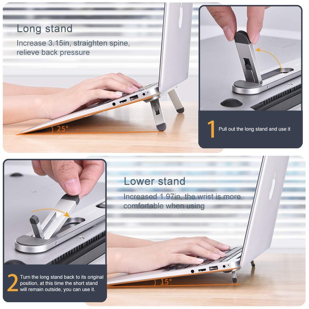 Подставка для ноутбука nediea, мини-складная подставка для ноутбука, подставка для клавиатуры, эргономичный подъемный столик для ноутбука, подставка для ноутбука, совместима с MacBook Air Pro, для ноутбуков 10-15.6 дюймов, фото №2