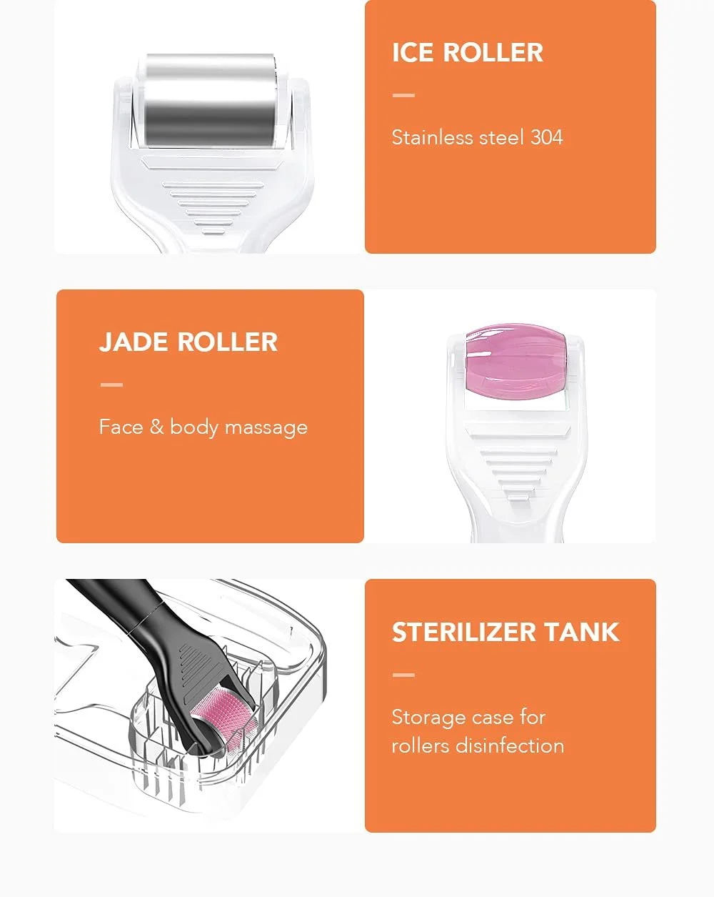 Набір 7-в-1 Derma Roller BOWKA, Нефритовий ролер, фото №6