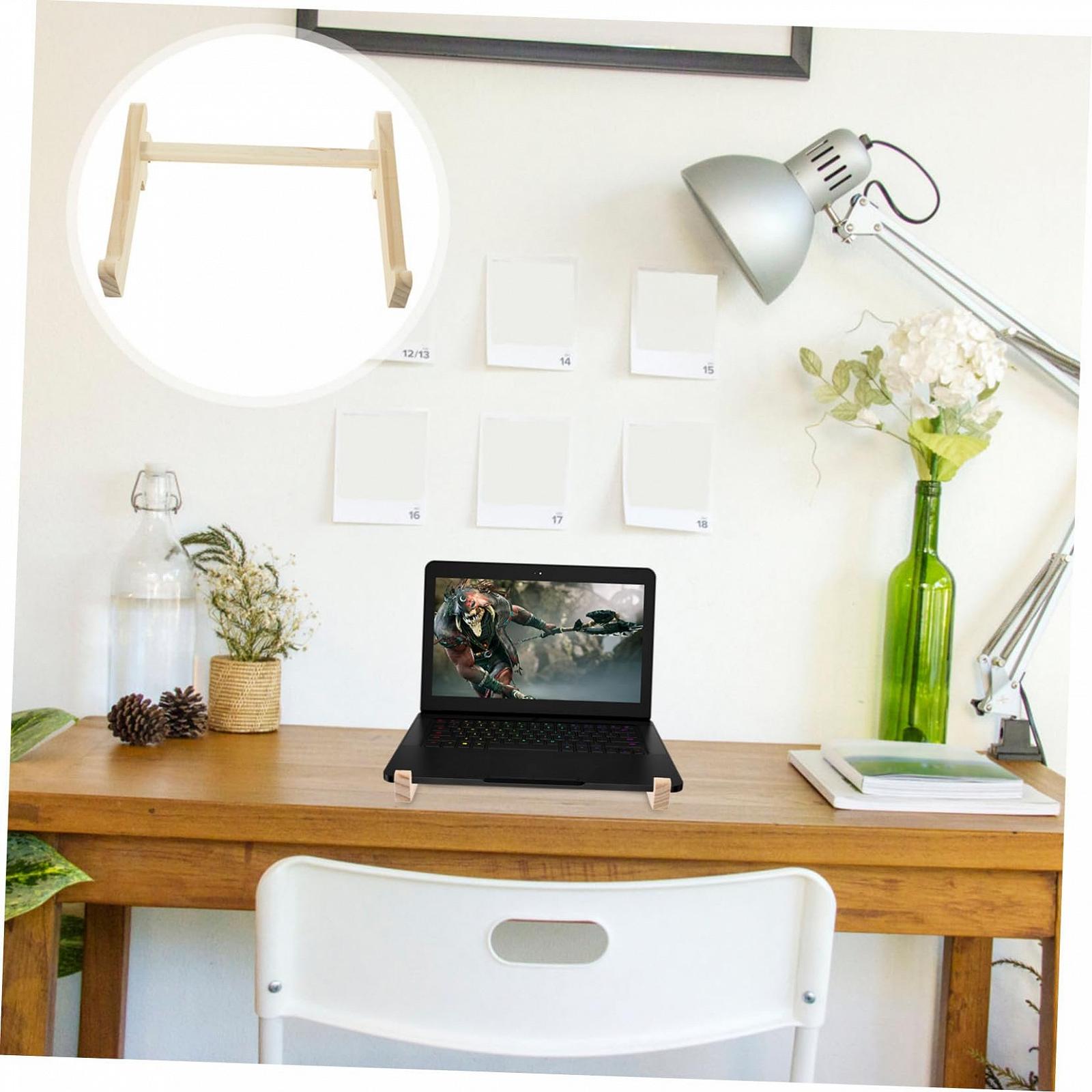 Подставка для ноутбука деревянная Operitacx эргономичная вертикальная для компьютера для охлаждения и защиты шеи, подходит для небольших устройств, фото №6