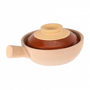 Ківш керамічний з кришкою та ручкою традиційний глиняний для рису, рагу та супів - Фото 1