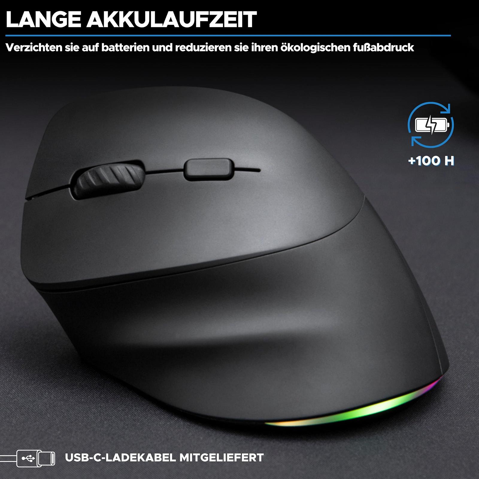 Мышь Bluestork Беспроводная вертикальная эргономичная 800-2400dpi 6 кнопок RGB Для левшей, фото №3