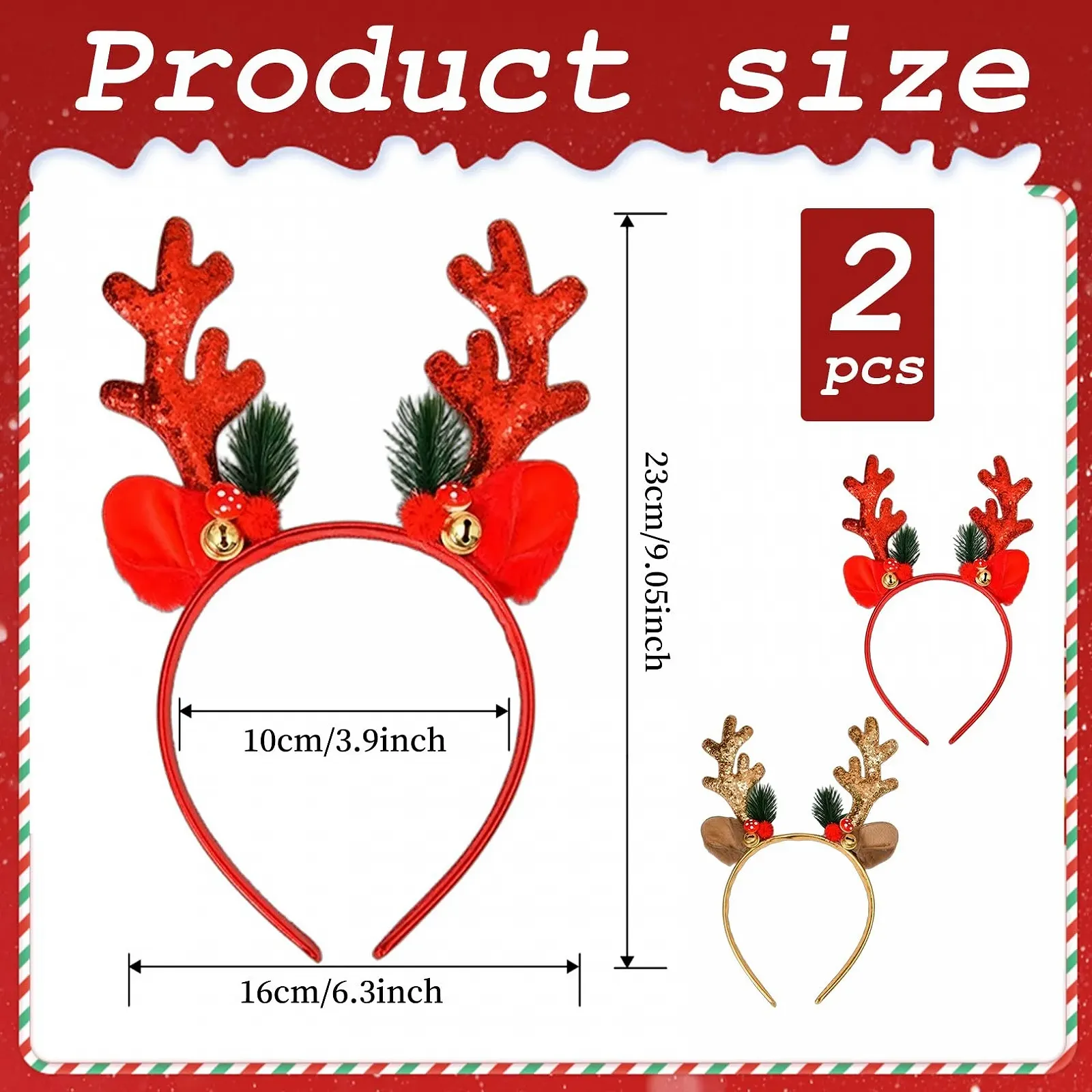Набор рождественских обручей с оленями., фото №2 Набор рождественских обручей с оленями., фото №2