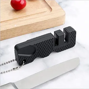 Точилка для ножів кишенькова Multipurpose Pocket Sharpening Stone Carbide Ceramic Keychain Black - Фото 1