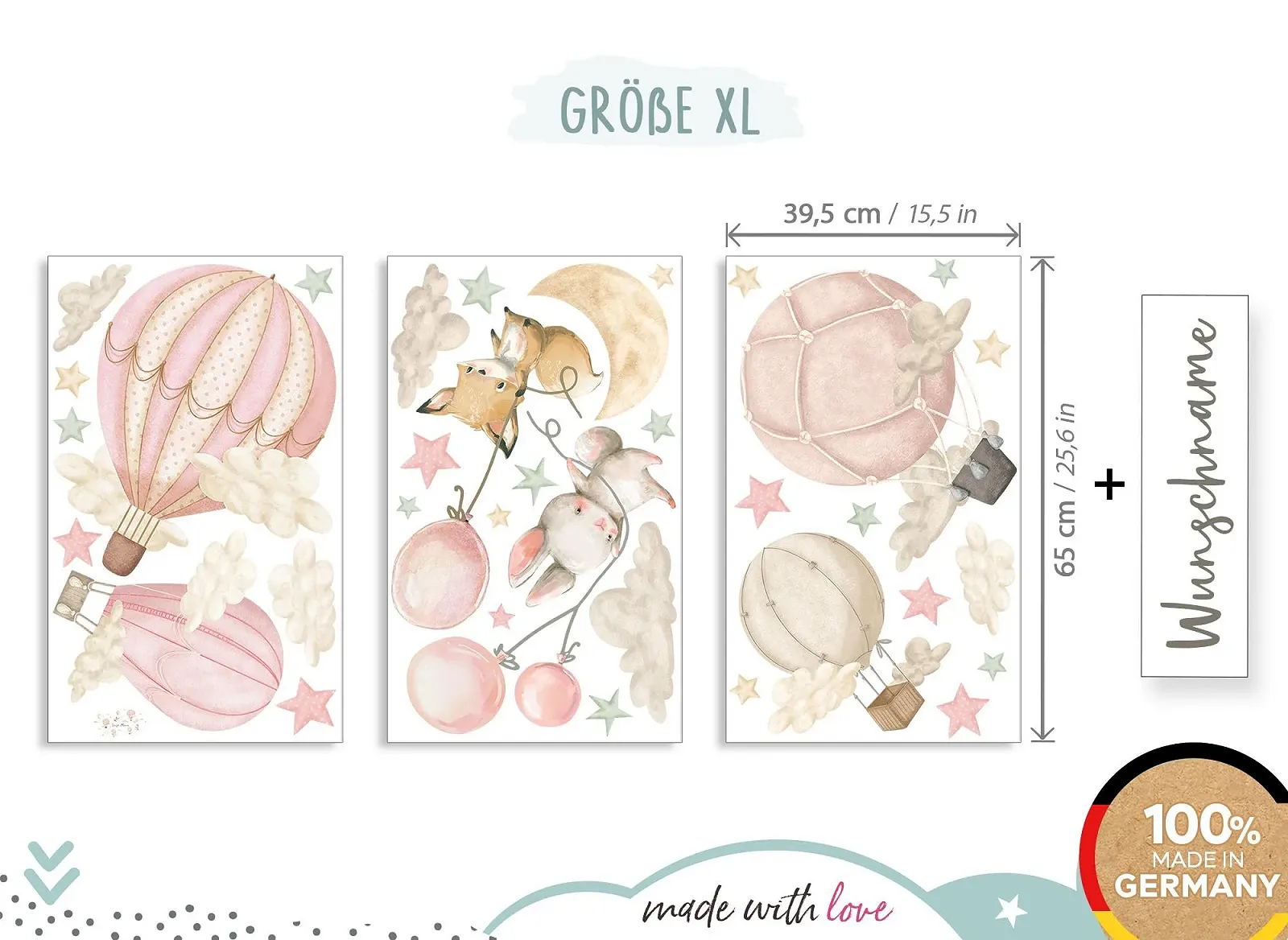 Наклейка на стену Little Deco DL5121-04 Тварини на воздушном шаре Лиса и Мышь Персонализированная, фото №4