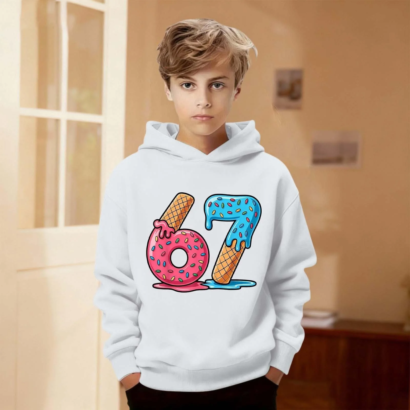 Толстовка 67 Prints Пуловер, тёплая мягкая толстовка для мальчиков, девочек и детей, размеры 134, 140, 152, 158, 164, 176, фото №4