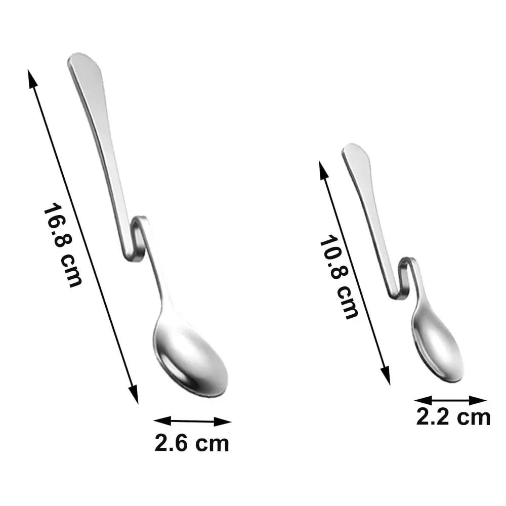 Ложка для джему з нержавіючої сталі з загнутою ручкою, набір 6 штук, фото №2