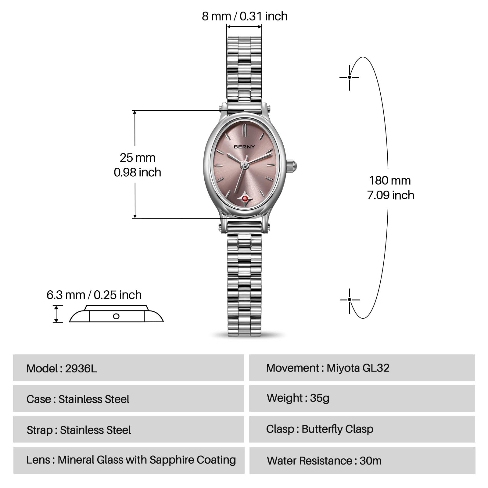 Часы Berny Silber для женщин, винтажные, овальные, кварцевые, фото №5 Часы Berny Silber для женщин, винтажные, овальные, кварцевые, фото №5