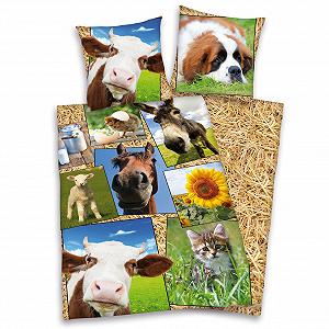 Постільна білизна Young Collection Ферма, наволочка 80 x 80 см та підковдра 135 x 200 см, 100% бавовна, Renfo synthetic.ua - Фото 1