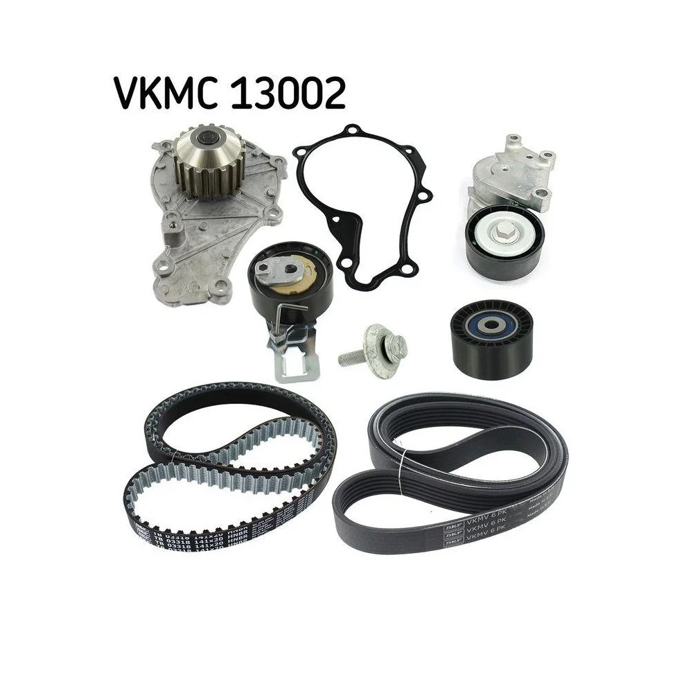 Водяний насос та комплект ременя ГРМ SKF VKMC 13002 для ALFA ROMEO AUDI CITROËN FIAT VW, фото №1 Водяний насос та комплект ременя ГРМ SKF VKMC 13002 для ALFA ROMEO AUDI CITROËN FIAT VW, фото №1