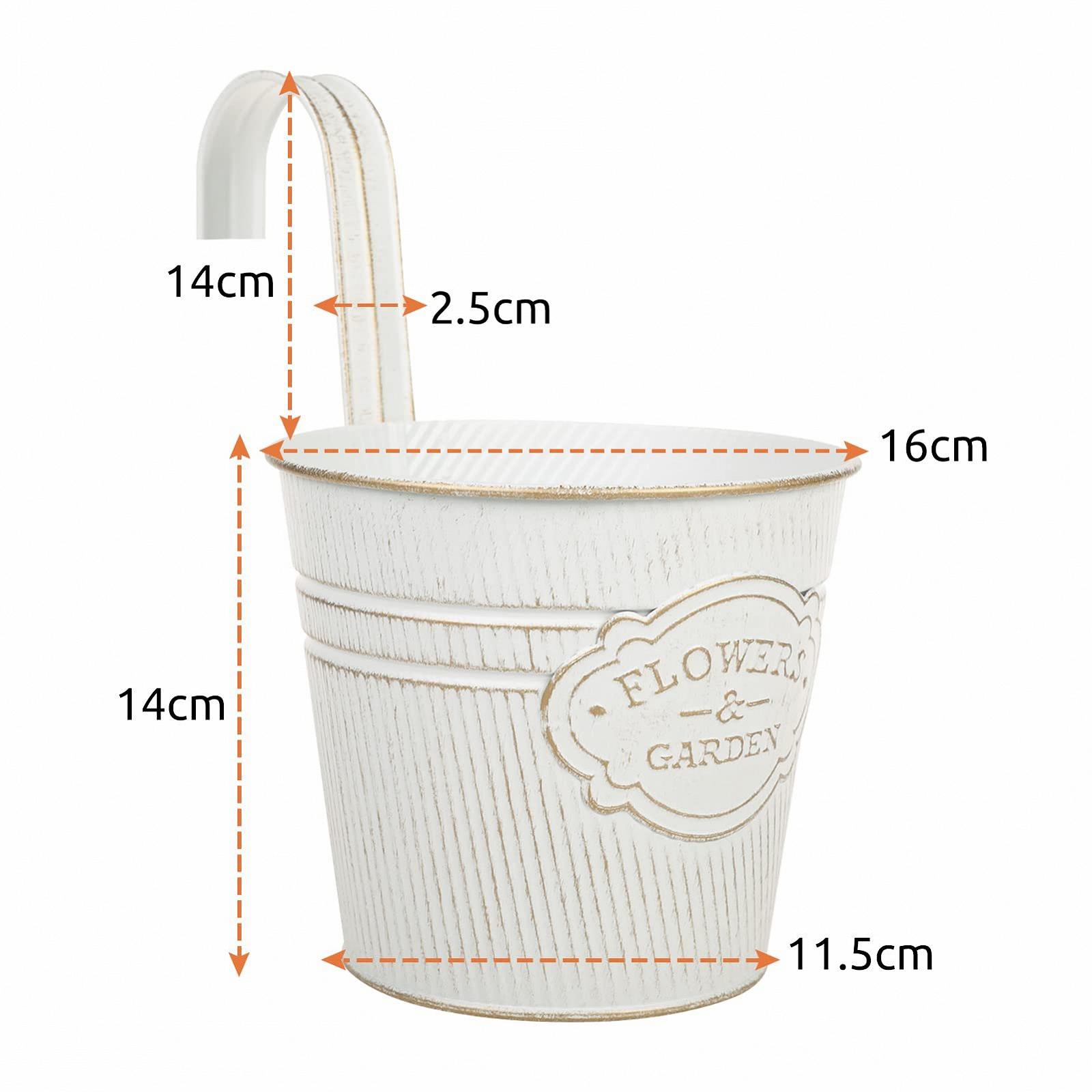 Підвісні горщики Набір 4 шт. металеві з гачком Білий, фото №7 Підвісні горщики Набір 4 шт. металеві з гачком Білий, фото №7