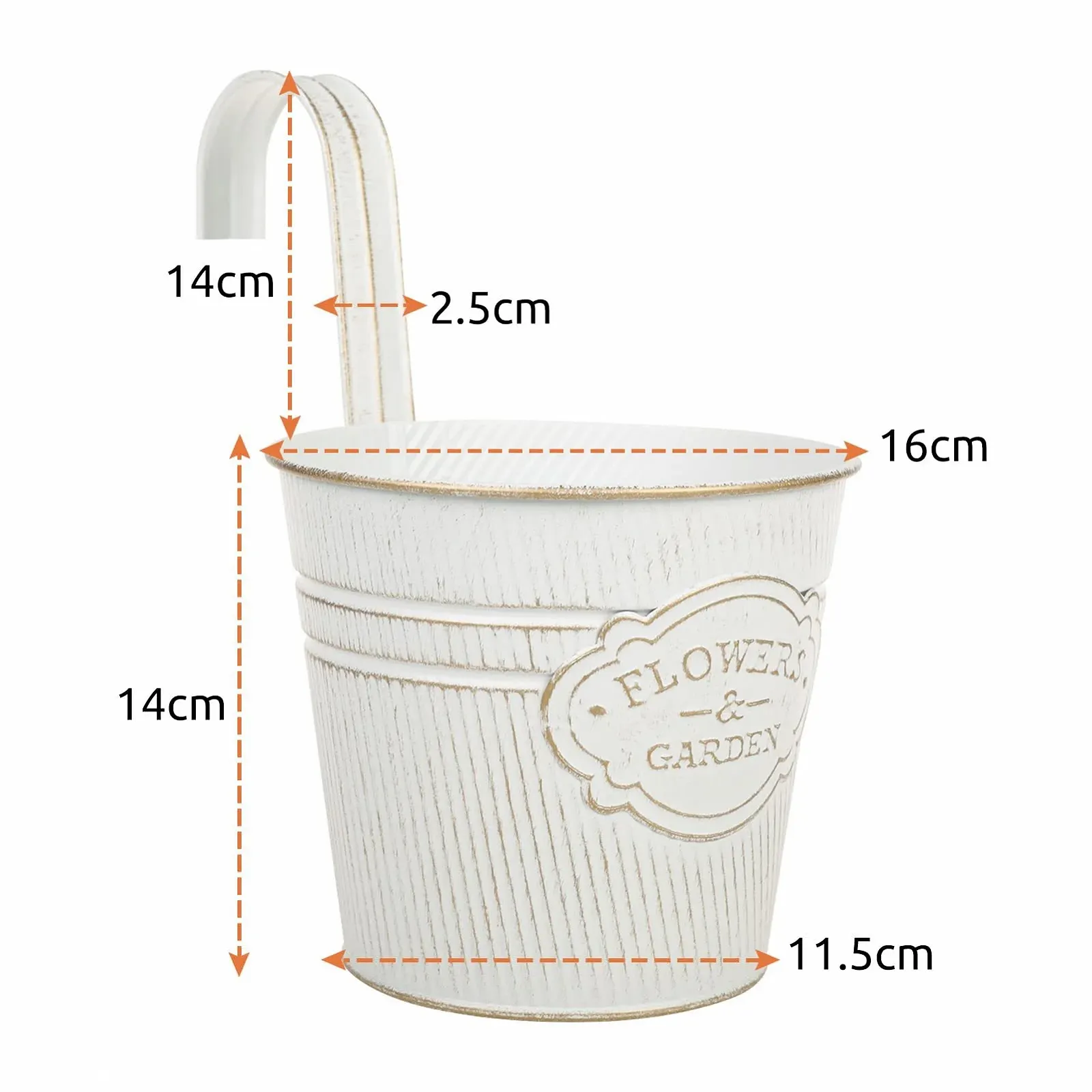 Підвісні горщики Набір 4 шт. металеві з гачком Білий, фото №7