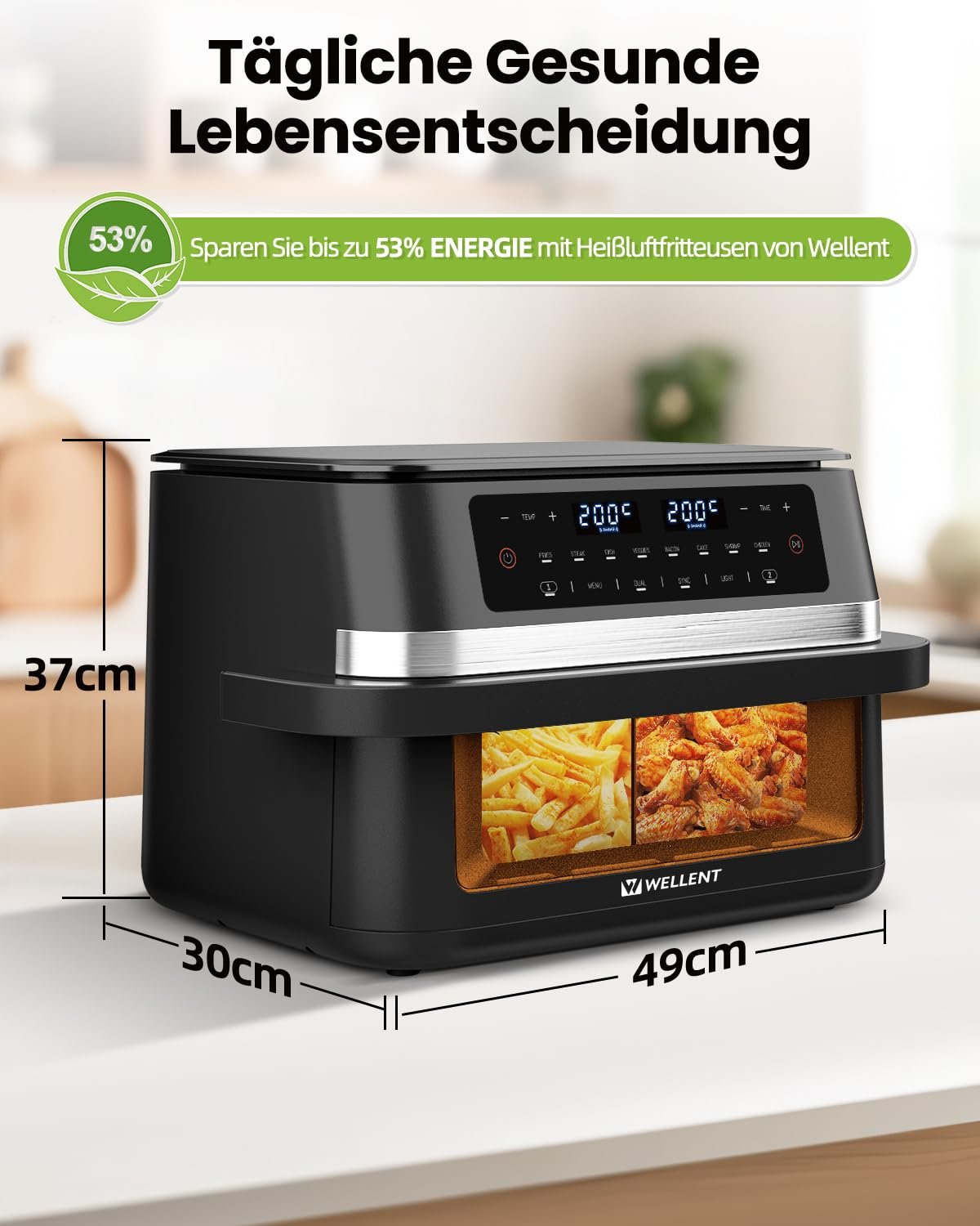Мультипечь WELLENT XXL 12 л 2950 Вт Dual Zone 8-в-1 Смотровое окно Sync Function, фото №7