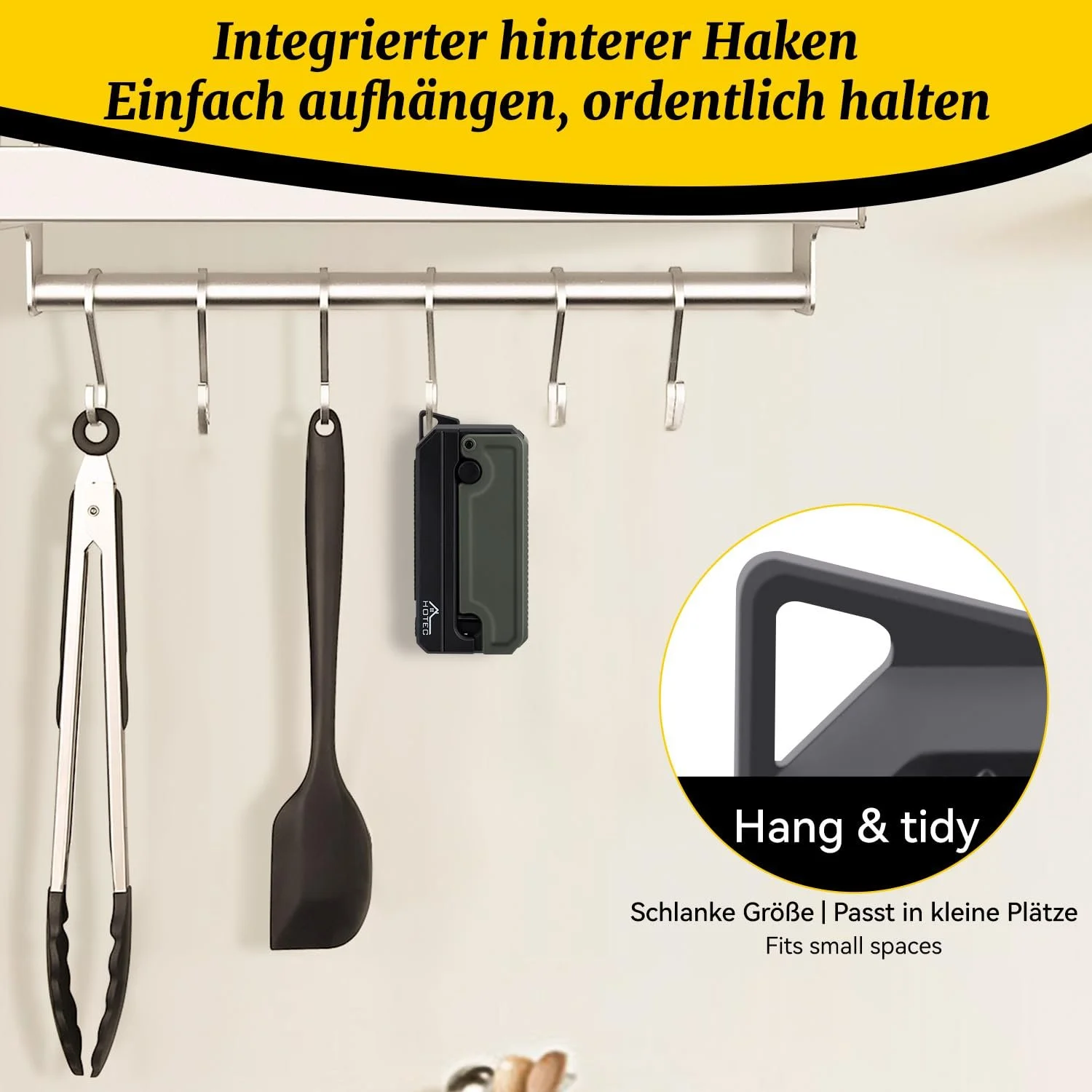 Точило для ножів Hotec розкладна ABS кераміка та вольфрамова сталь чорна, фото №5