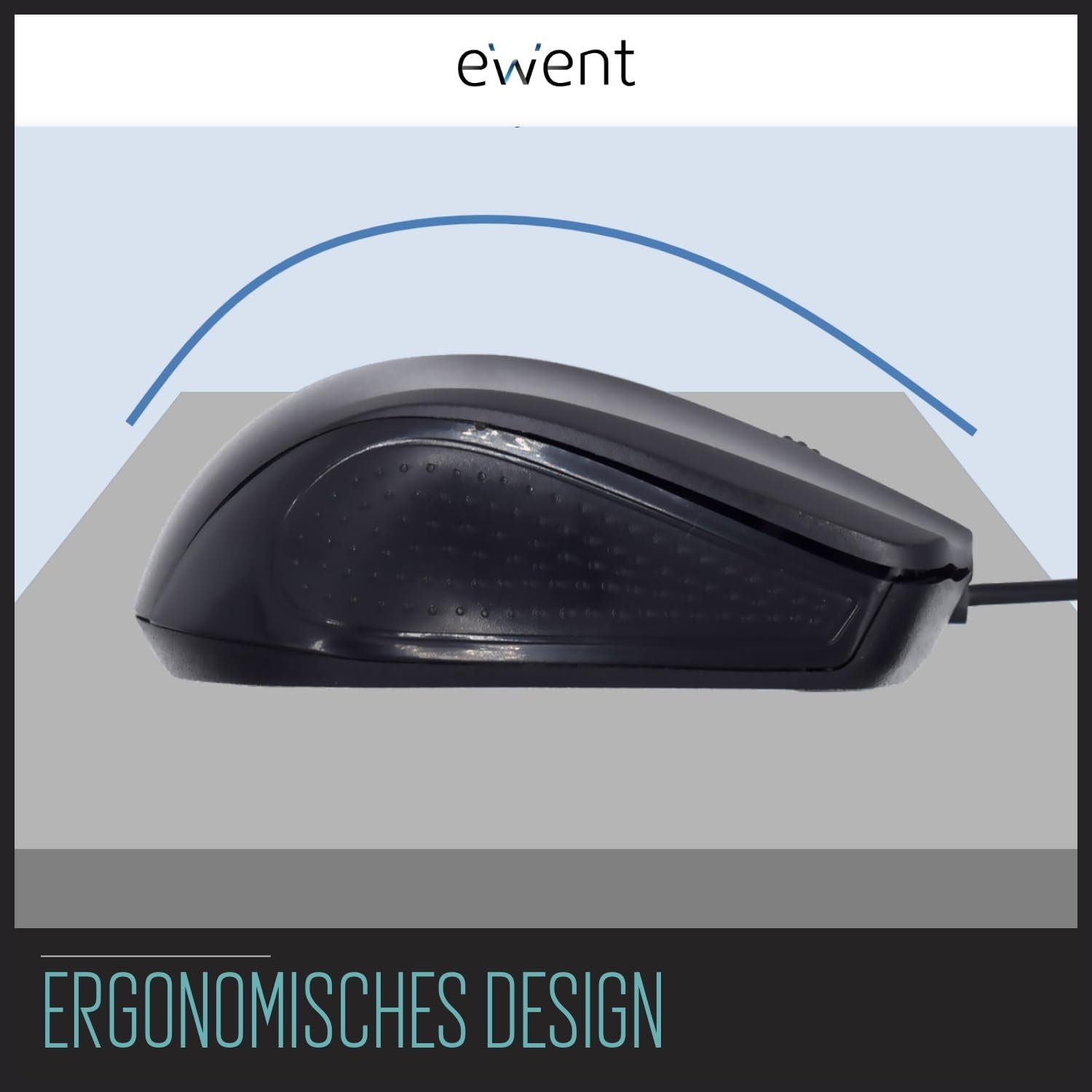 Мышь проводная USB оптическая 3 кнопки 1000 DPI эргономичный дизайн Ambidextrous черный, фото №7