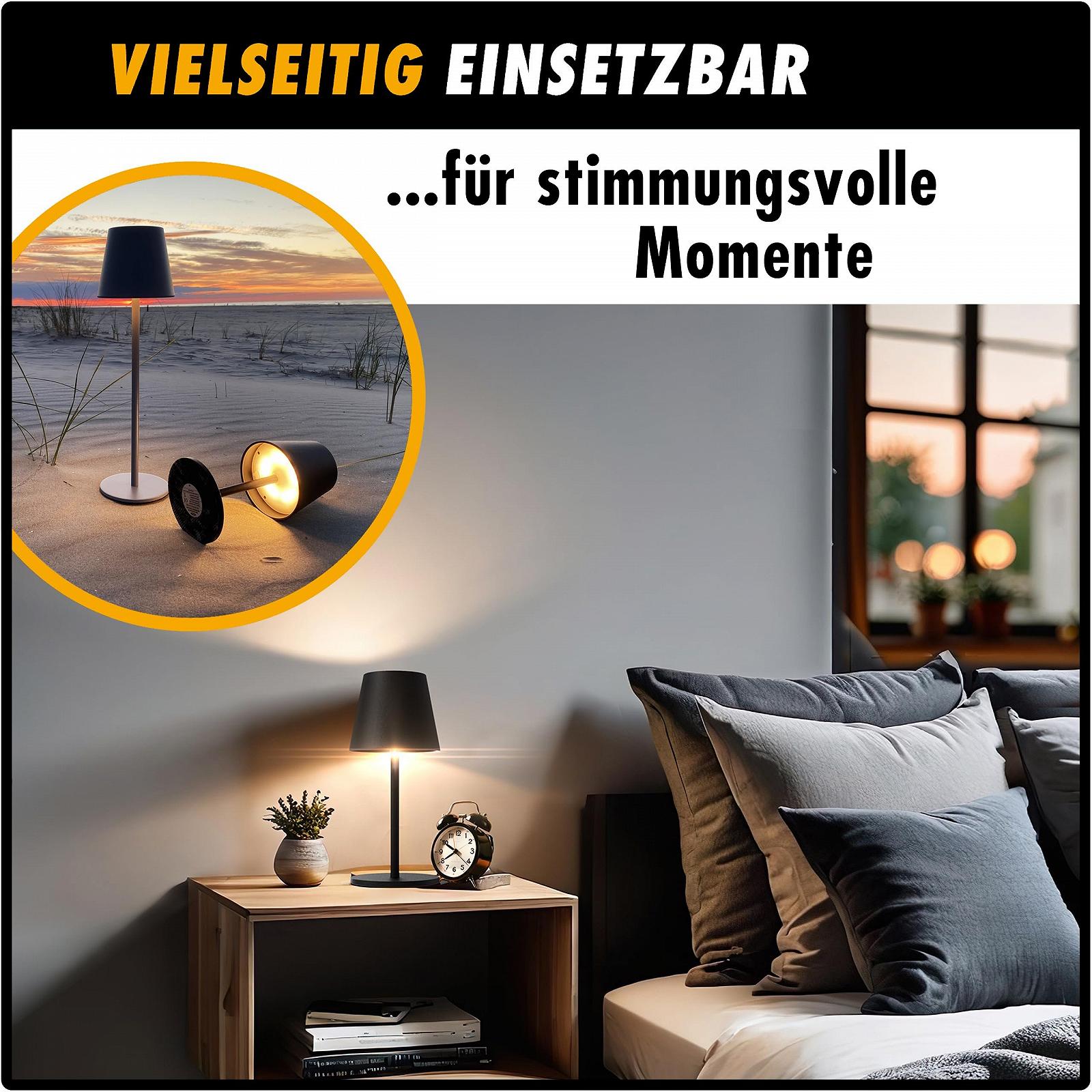 Настільна лампа m-e LUNA-80-S акумуляторна бездротова світлодіодна димована 5200 mAh 8-72 год 5 рівнів висоти сенсорна теплий білий та 7 кольорів Чорна, фото №8