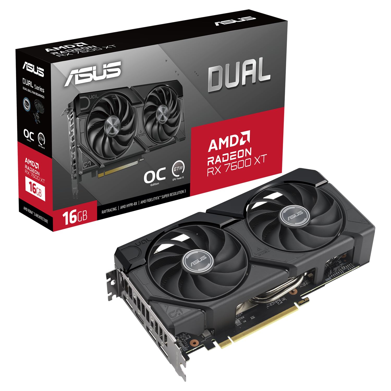 Відеокарта ASUS Dual Radeon RX 7600 XT OC Edition 16GB GDDR6 Gaming, фото №1