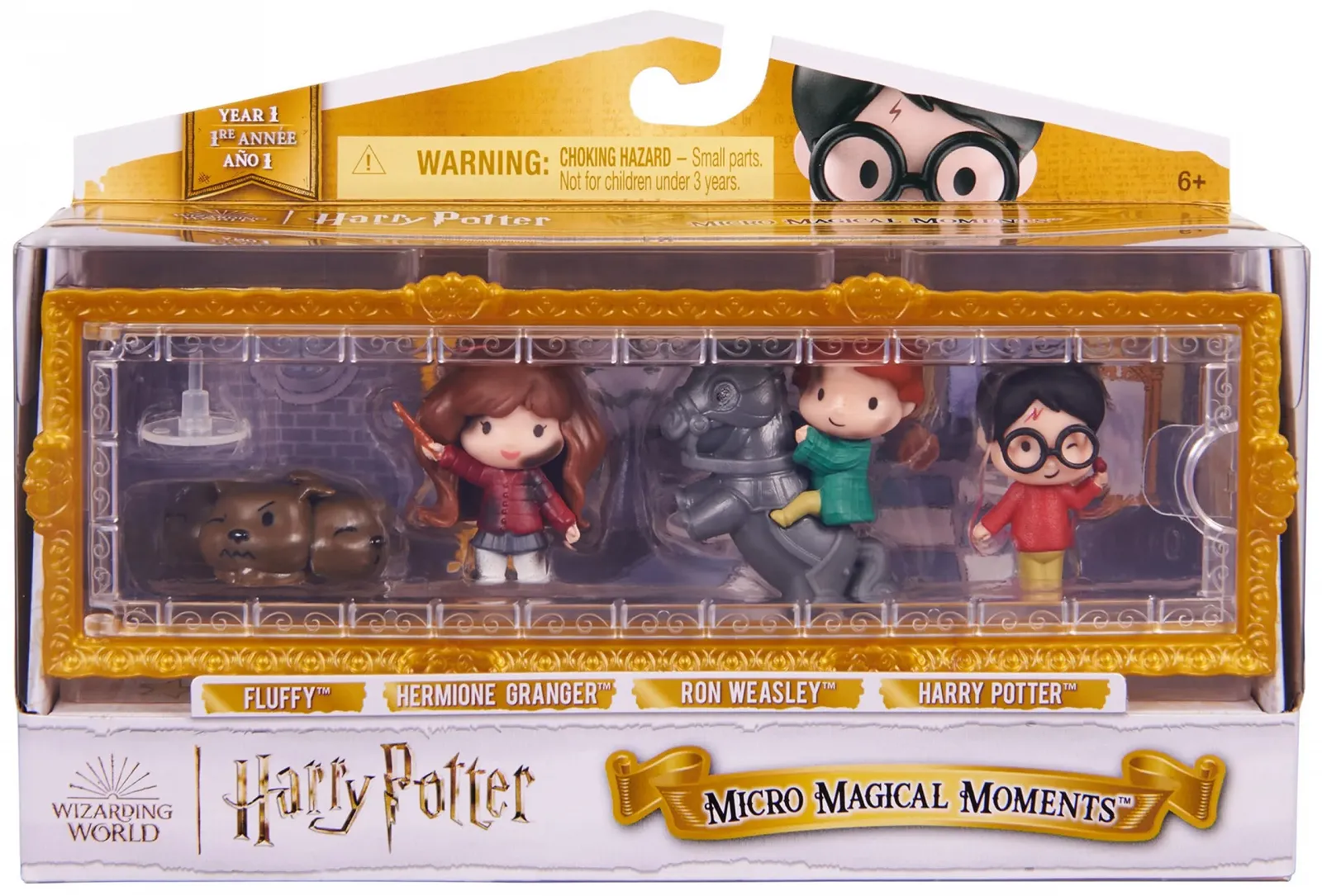 Подарунковий набір колекційних фігурок Wizarding World Harry Potter Micro Magical Moments Harry Potter, Ron Weasley, Hermione Granger, Fluffy Dog With Display Box, фото №1