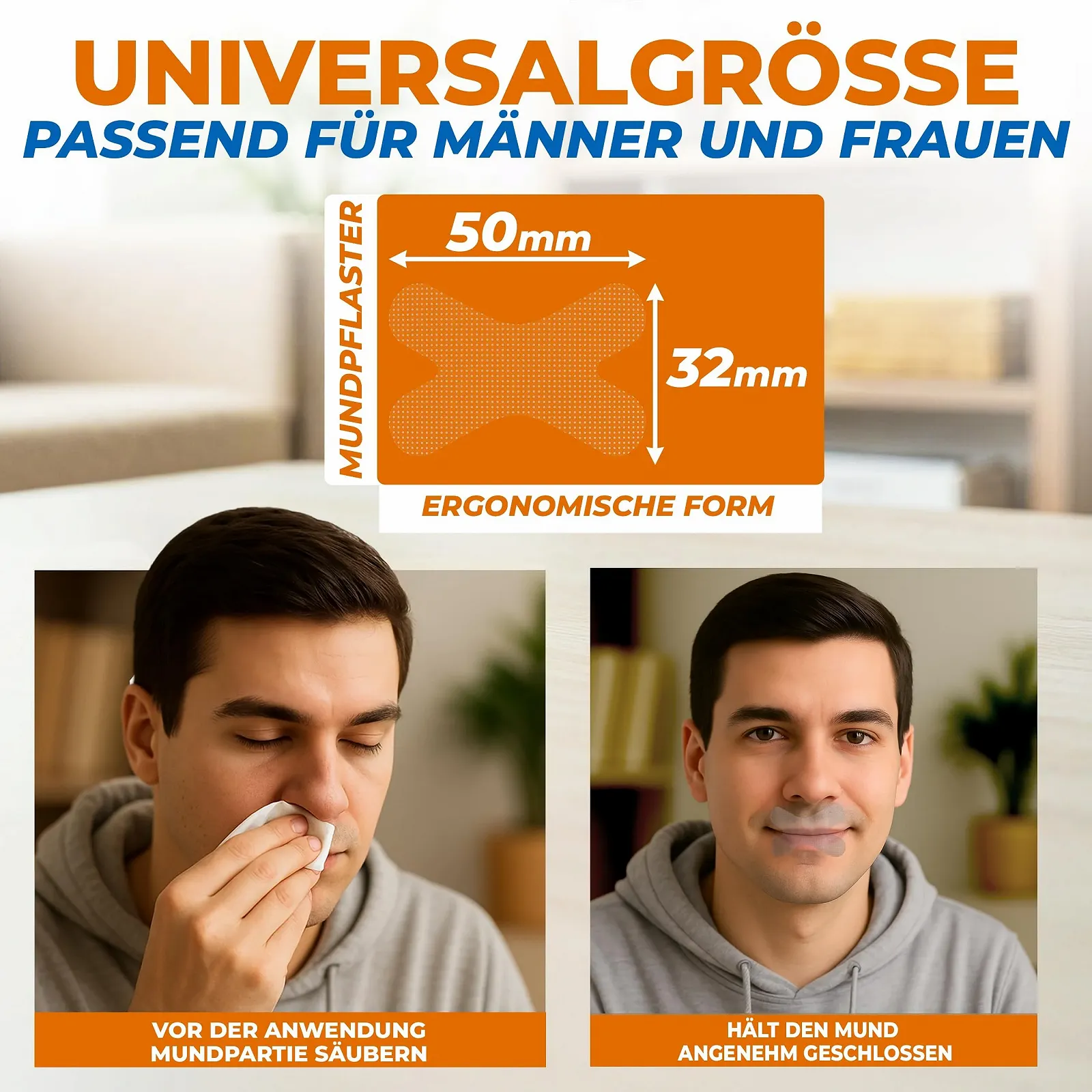 Пластир для рота Premium breeezy, 60 шт. для підтримки носового дихання ергономічне рішення проти хропіння для кращого сну та відпочинку, фото №3