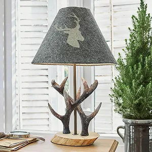 Настільна лампа LOBERON Lodge Сосна Залізо Полірезин 42/28 см сіра/коричнева synthetic.ua - Фото 1