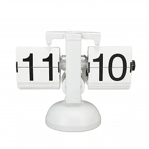 Годинник настільний Mumusuki Retro Folding, батарейне живлення, нержавіюча сталь, регульований час, легко читається, білий - Фото 1