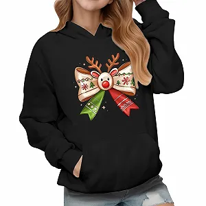 Джемпер Детский Рождественский С Рождественским Принтом, Худи для Девочек, Длинные Рукава, Свободный Крой, Легкая Верхняя Одежда, Повседневный Пуловер для Детей - Фото 1