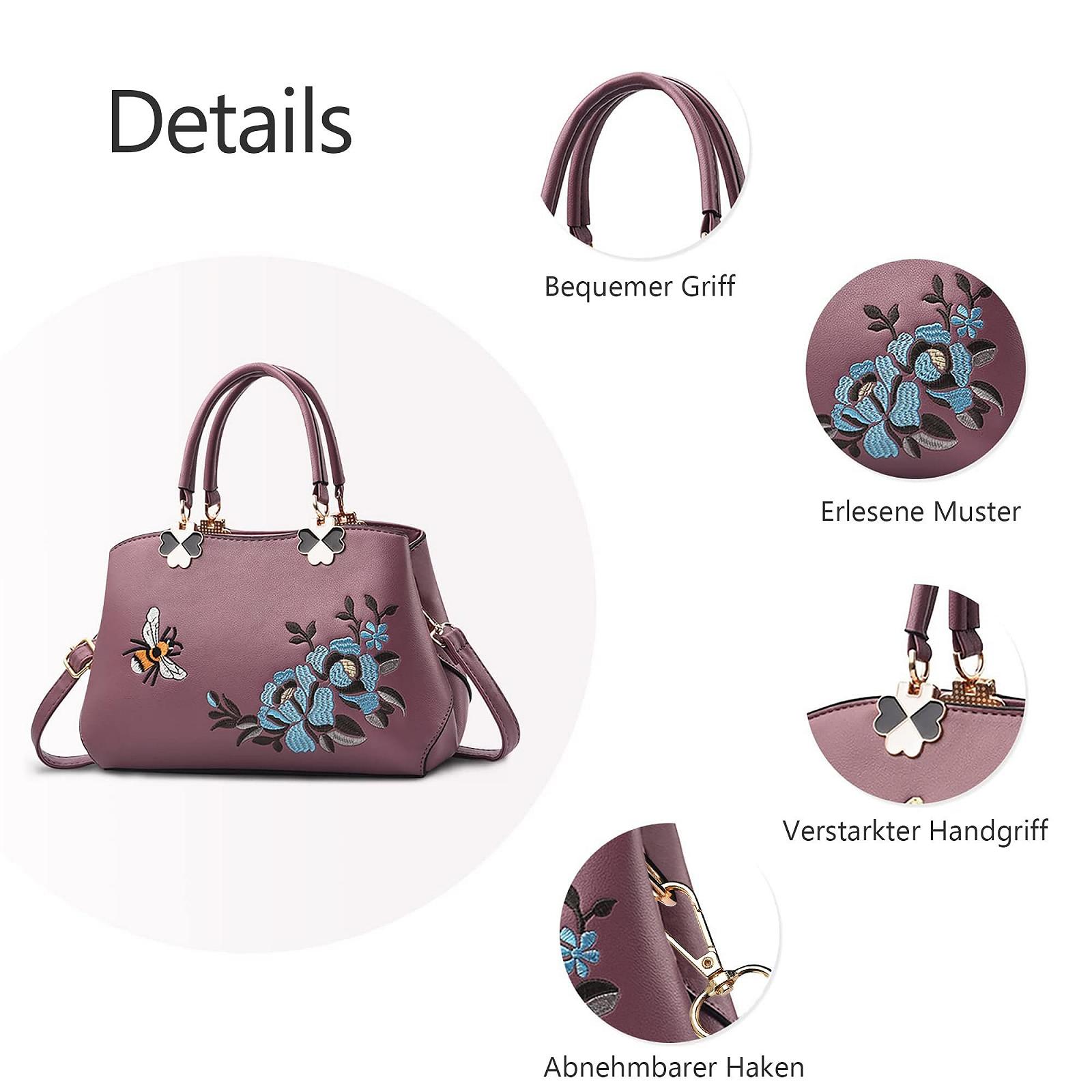 Сумка женская FOLOVEYA элегантная с цветами на плечо, тоут из искусственной кожи с верхней ручкой, кроссбоди для шоппинга, работы, путешествий, вышитая сумка на плечо, фото №5