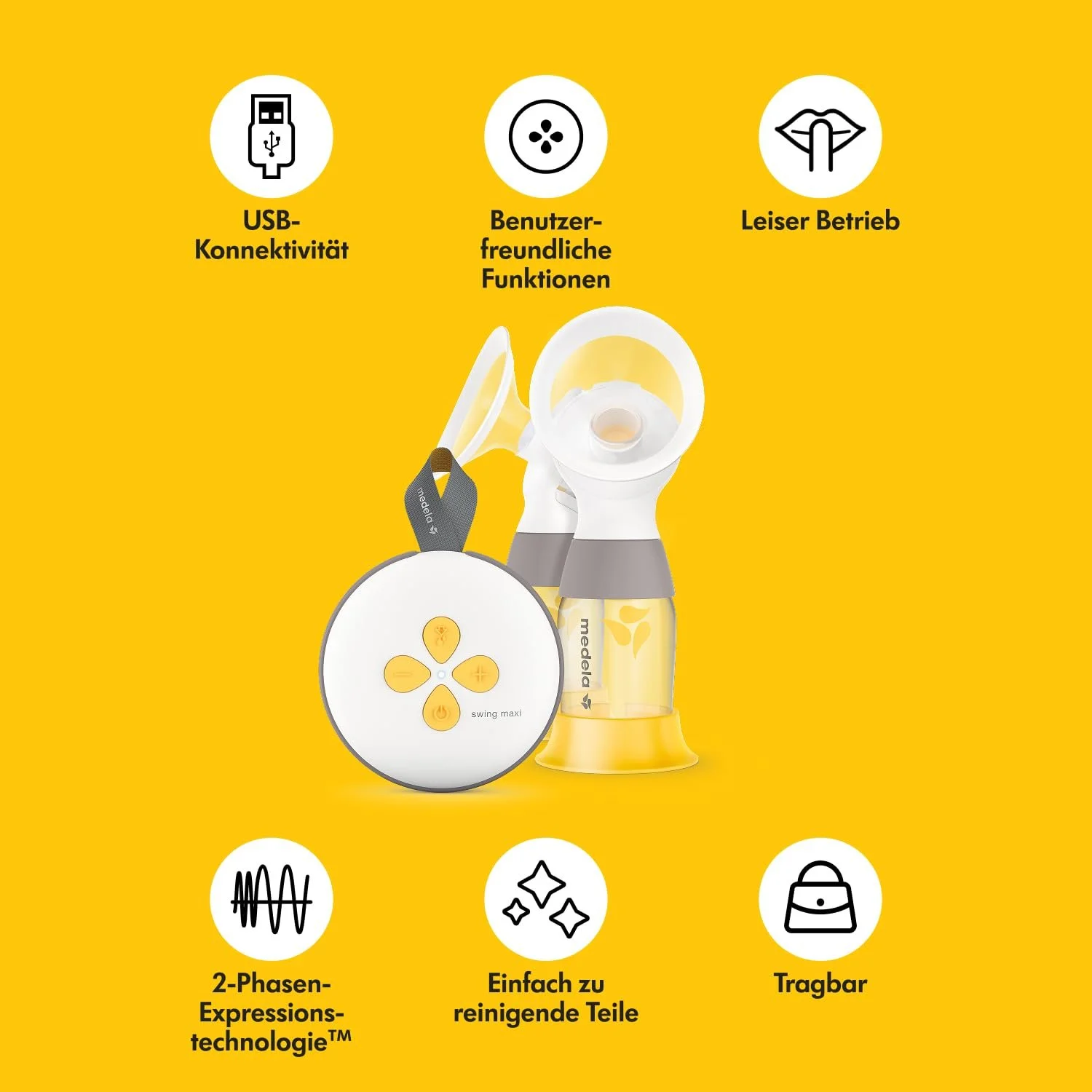 Молоковідсмоткувач електричний подвійний Medela Swing Maxi USB PersonalFit Flex, фото №3 Молоковідсмоткувач електричний подвійний Medela Swing Maxi USB PersonalFit Flex, фото №3