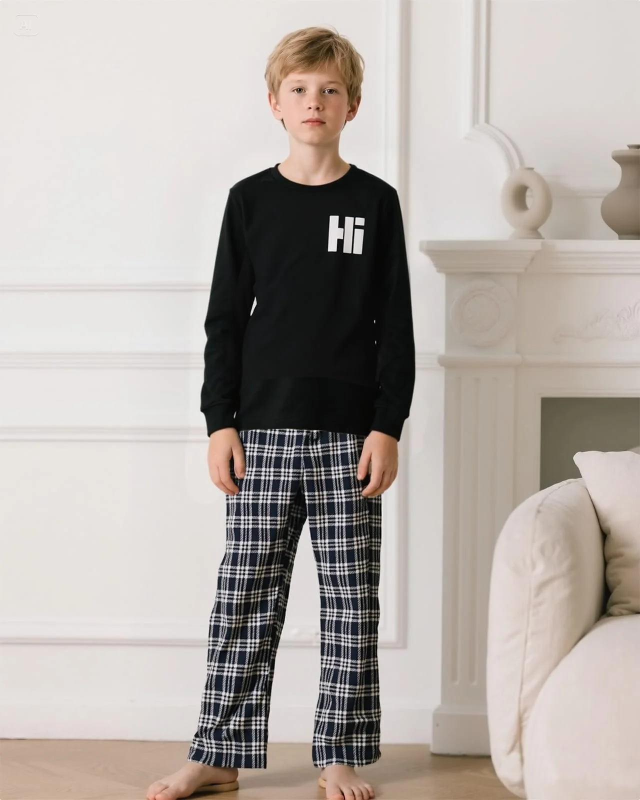 Піжама Xumplo для хлопчиків з довгими рукавами, картата, фото №3
