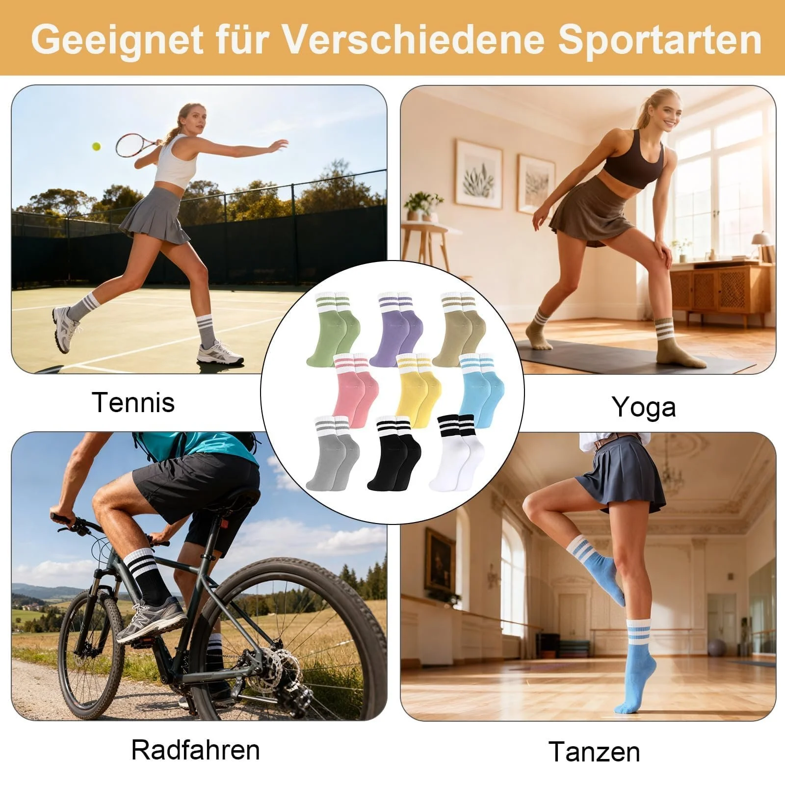 9 пар носков, женские, размер 39-42, эластичные, разноцветные теннисные носки, спортивные носки в полоску, хлопковые носки для тенниса, спорта, бега, зала, работы, фото №7 9 пар носков, женские, размер 39-42, эластичные, разноцветные теннисные носки, спортивные носки в полоску, хлопковые носки для тенниса, спорта, бега, зала, работы, фото №7