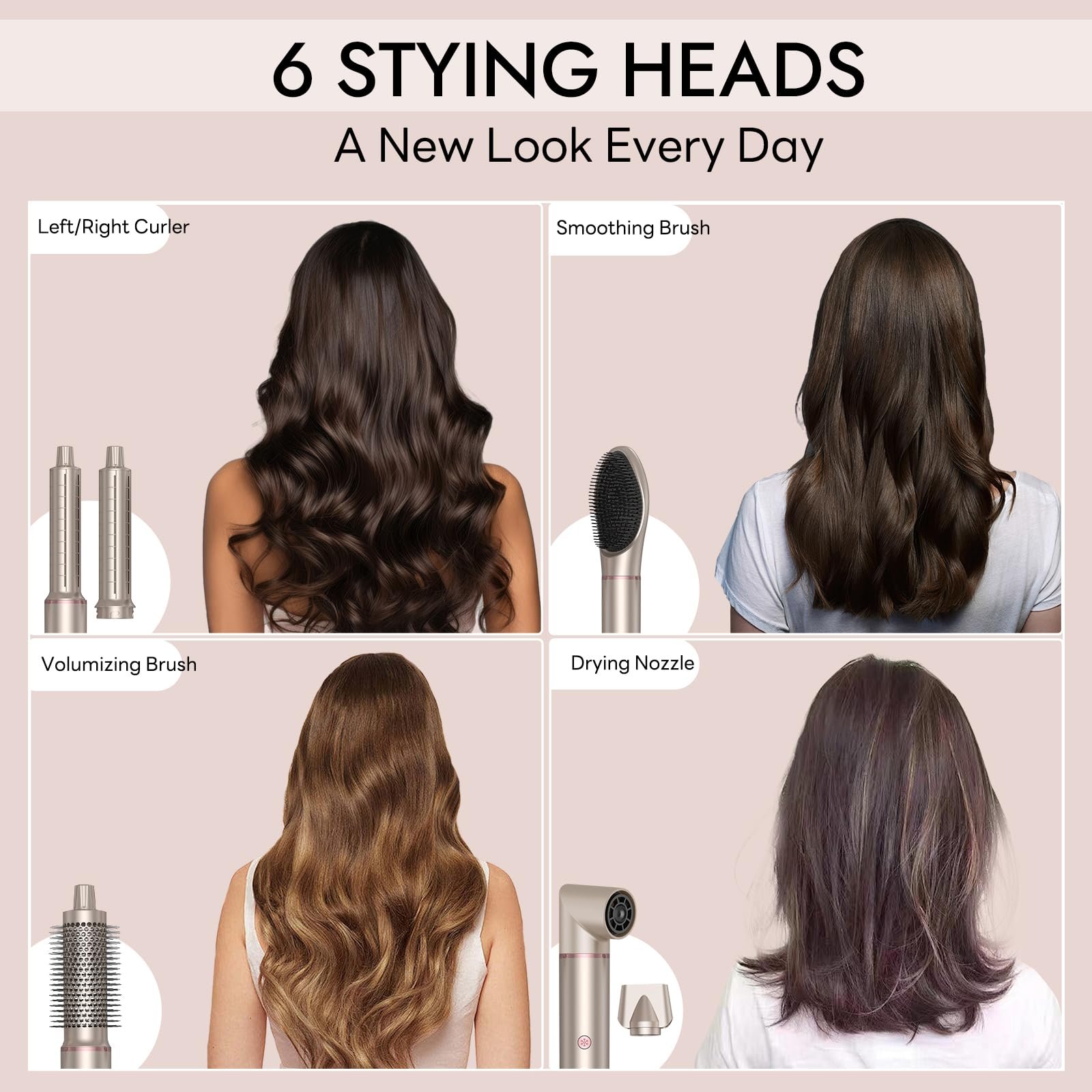 Фен-щетка Airstyler 6 в 1 110000 RPM LCD 4 температурных режима, фото №2 Фен-щетка Airstyler 6 в 1 110000 RPM LCD 4 температурных режима, фото №2