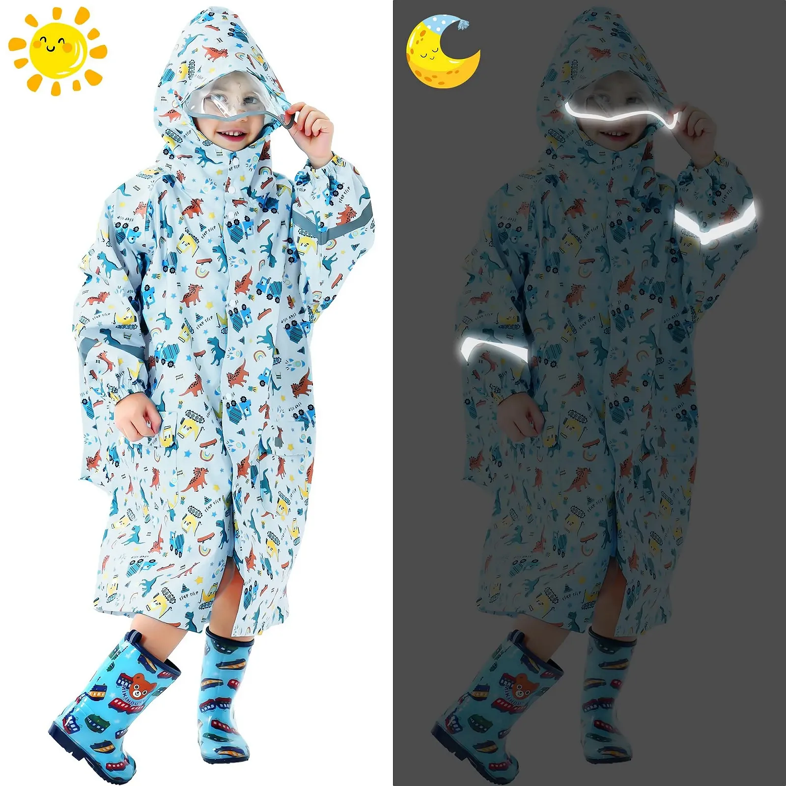 Дитячий дощовик-пончо Domueay для хлопчиків, водонепроникний, фото №5