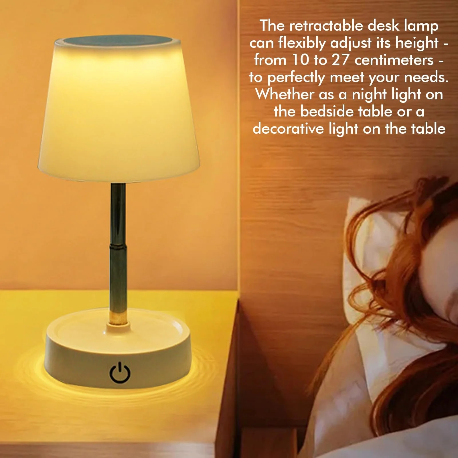 Настільна світлодіодна лампа акумуляторна USB телескопічна бездротова сенсорна (набір 2 шт) тепле біле світло, фото №3