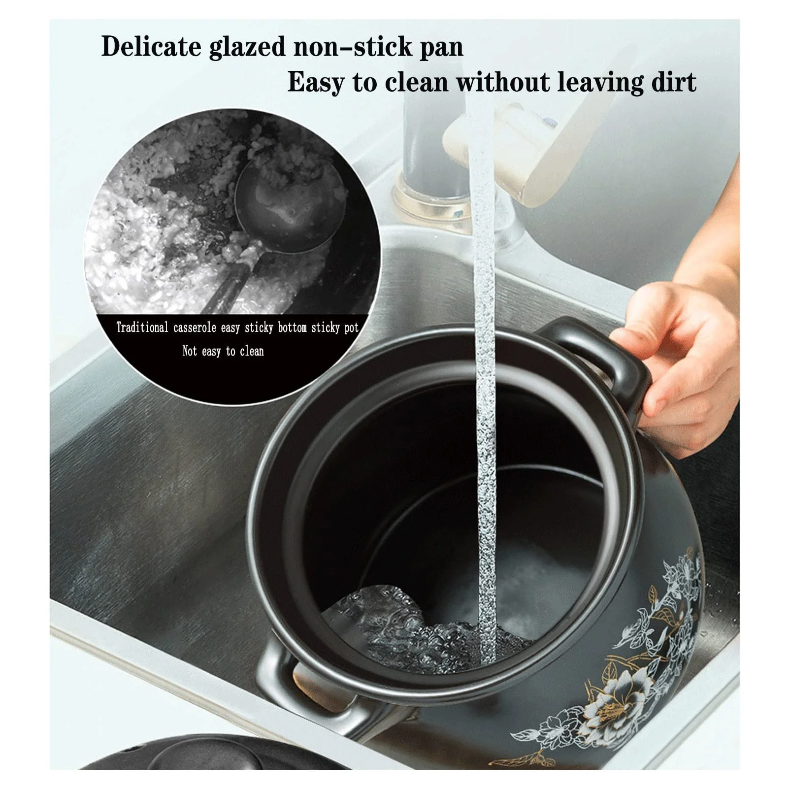 Кастрюля глиняная терракотовая, керамическая, глазурованная, фото №3