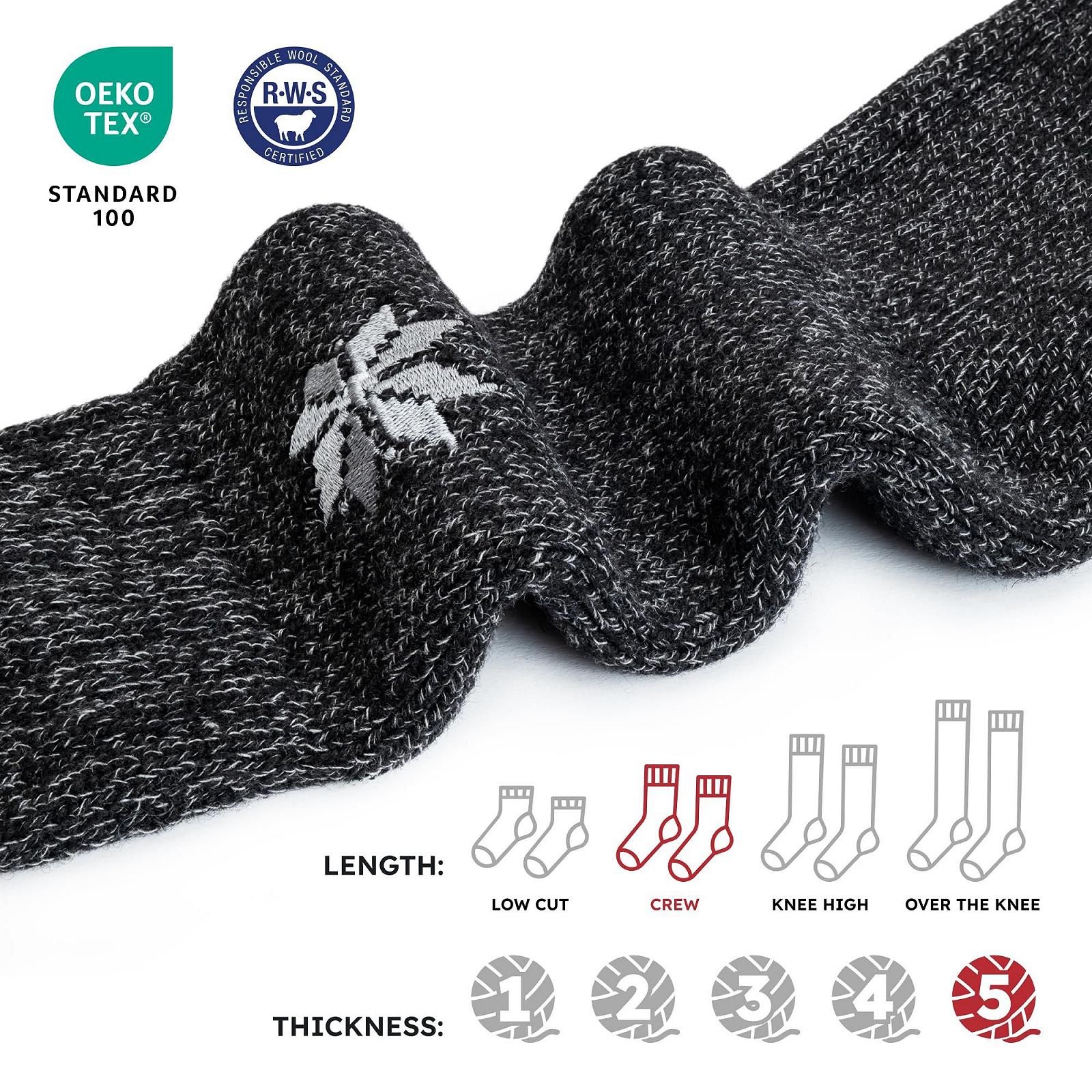 Носки NORDIC Premium Crew с 70% содержанием шерсти мериноса для мужчин и женщин, влагоотводящие, мягкие и удобные, 2 пары, фото №4