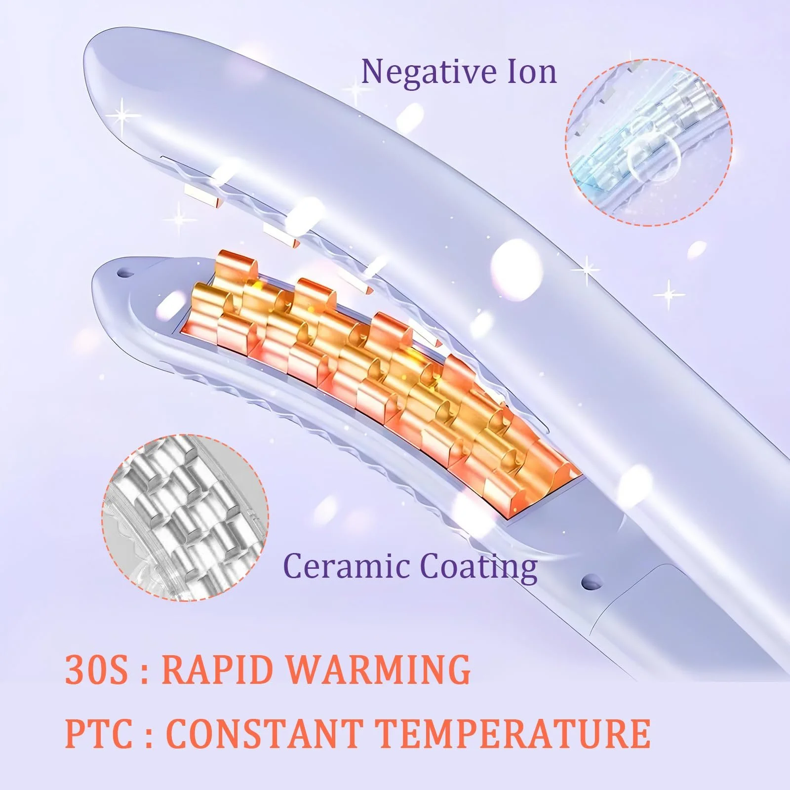 Плойка-гофре для волос PTC 3 режима 160-200 °С Ионизация 3D Sensory Голубая, фото №5