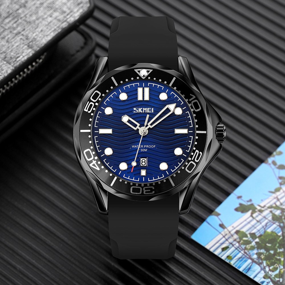 Годинник Skmei 9276 Black-Blue Силіконовий Ремінець, фото №4