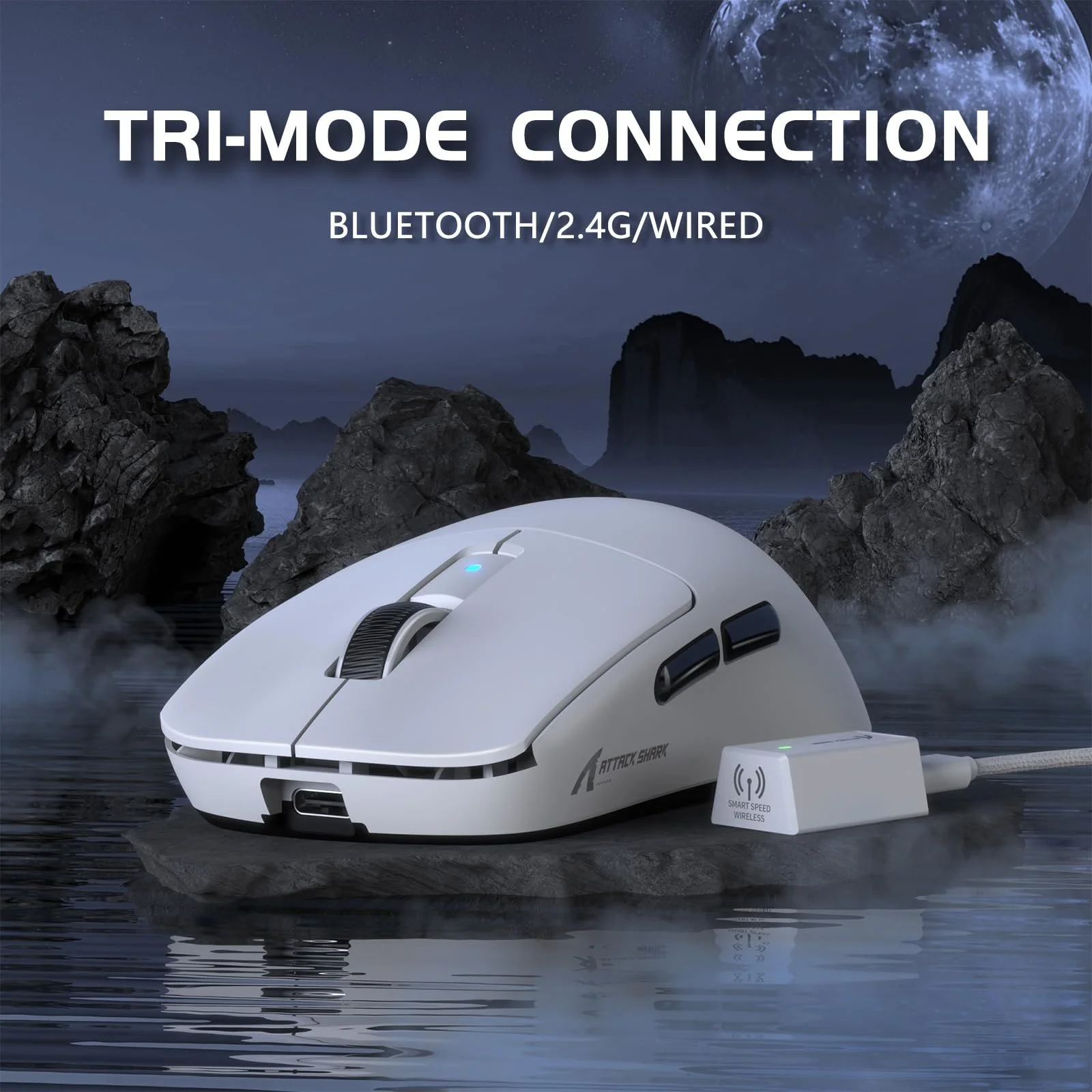 Беспроводная игровая мышь ATTACK SHARK R6 8KHz 42g White, фото №2